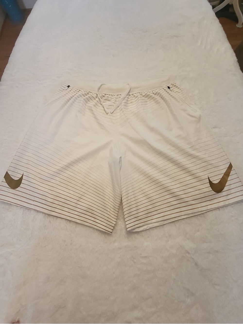Nike Men's Strike Dri-Fit Elite White and Gold Athletic Shorts